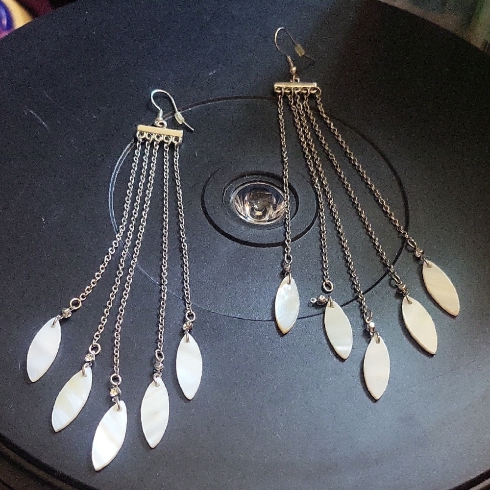 Elegant Silver and White Dangle Earrings